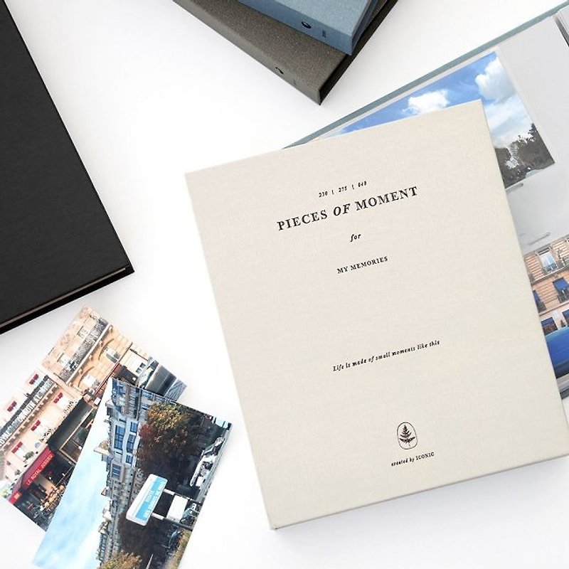 Iconic-Collection memories three-hole hard-phase book shell - linen gray, ICO88189 - อัลบั้มรูป - กระดาษ สีเงิน