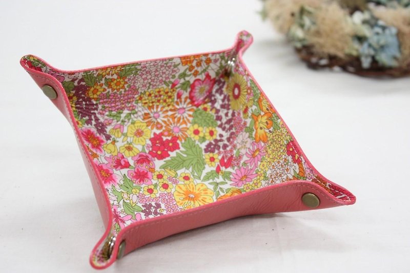 Cowhide x Liberty Print Leather Tray Pink - Other - Genuine Leather Pink
