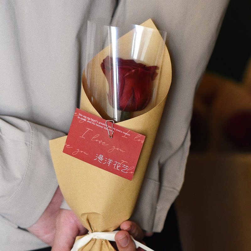 Ready Stock. Ruby Red Preserved Rose Bouquet – Classic Single Rose Gift - 乾燥花/永生花 - 植物．花 紅色