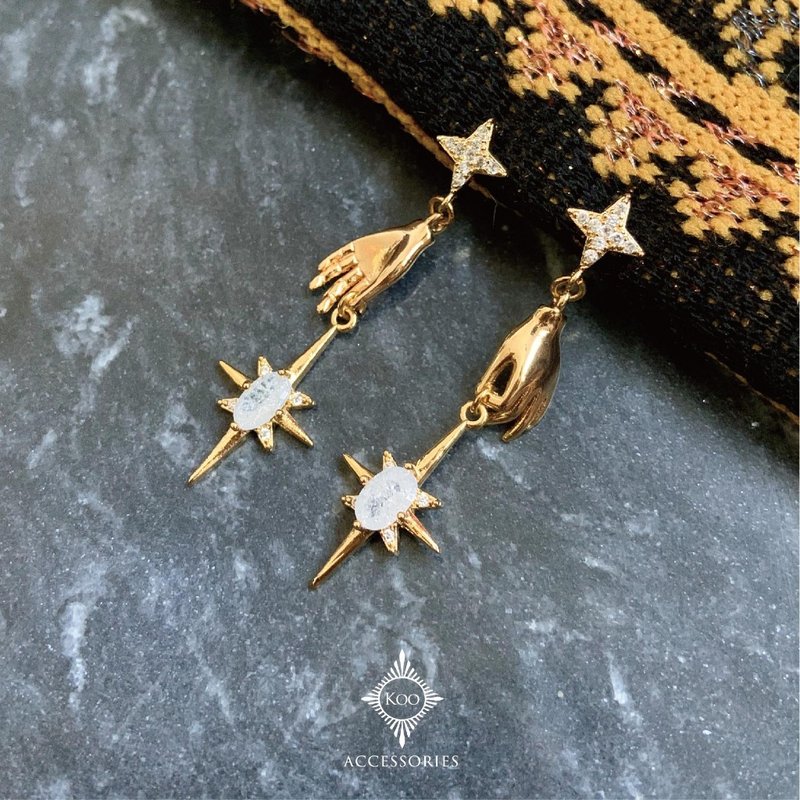 Hand Prophecy Medieval Astrology Drop Earrings - Earrings & Clip-ons - Copper & Brass 