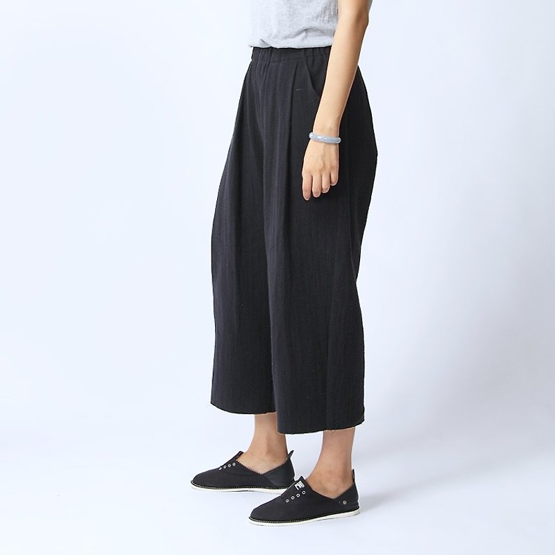 BUFU  basic unisex loose linen pants  P160713 - กางเกงขายาว - ผ้าฝ้าย/ผ้าลินิน สีน้ำเงิน
