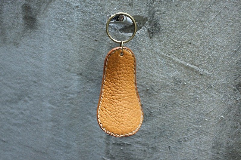 Mini colorful shoehorn [light yellow] - Keychains - Genuine Leather Yellow