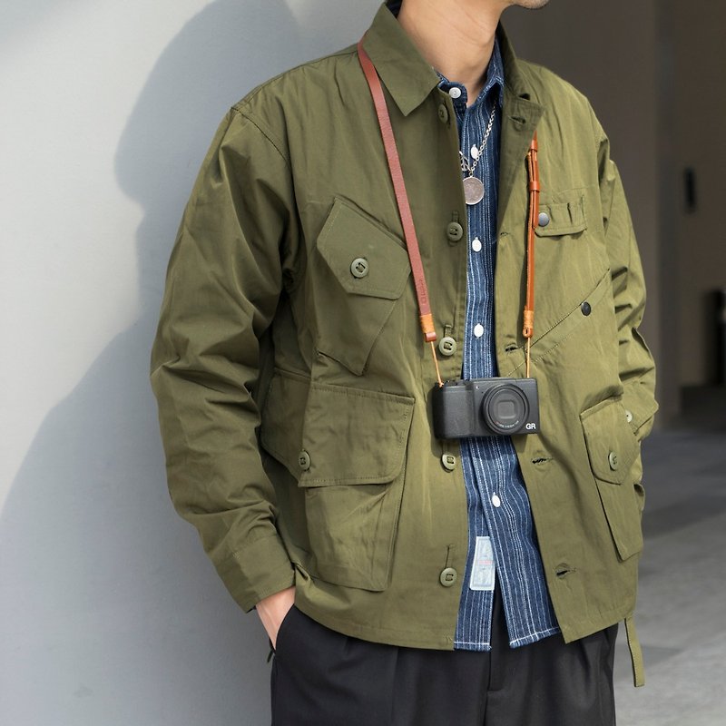 Lab store outdoor function Japanese multi-pocket windbreaker jacket jacket fishing jacket - เสื้อสูท/เสื้อคลุมยาว - ไนลอน สีเขียว