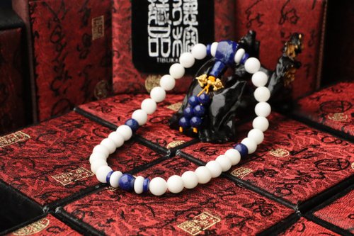 TIBUKKYO德榕藏品 半玉化硨磲念珠 10mm 27顆 青金石佛珠 客製化設計 手鍊 佛珠
