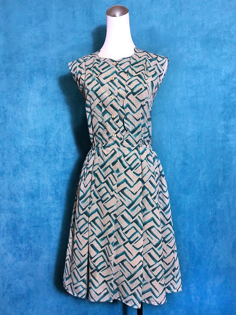 Ripple totem sleeveless vintage dress / bring back VINTAGE - One Piece Dresses - Polyester 