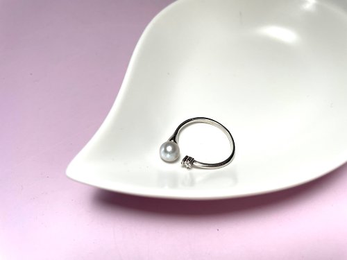 Athena珍珠設計 天然海水珍珠 日本akoya 真多麻 S925銀 戒指
