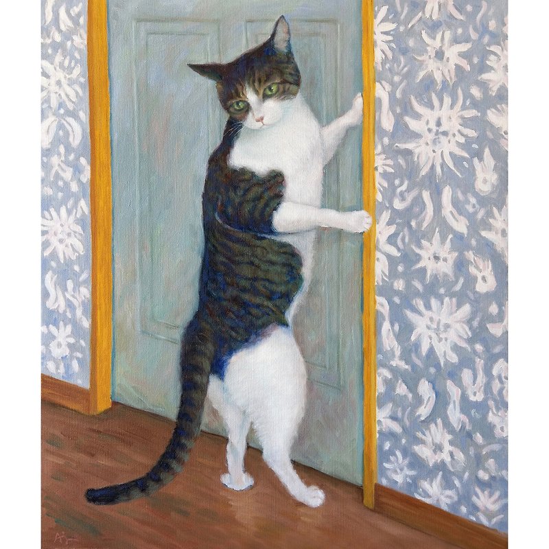 Oil painting/original work/frameless painting/elegant cat - Posters - Cotton & Hemp Multicolor