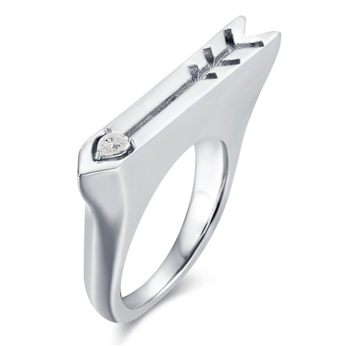 Majade Jewelry Design 鑽石圖章戒指-箭心形客製男戒-925純銀印章情侶對戒-長方大戒指