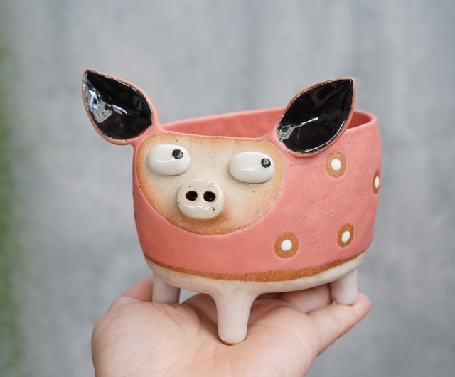 cute pink pig pot ceramic cookware