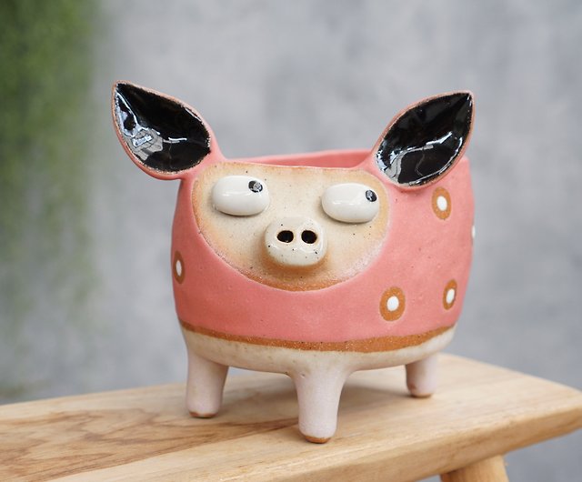 cute pink pig pot ceramic cookware