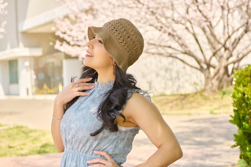 100% Cotton Womens Vintage Raffia Summer Knit Bucket Hat, Handmade Fisherman Cap - 帽子 - 棉．麻 咖啡色