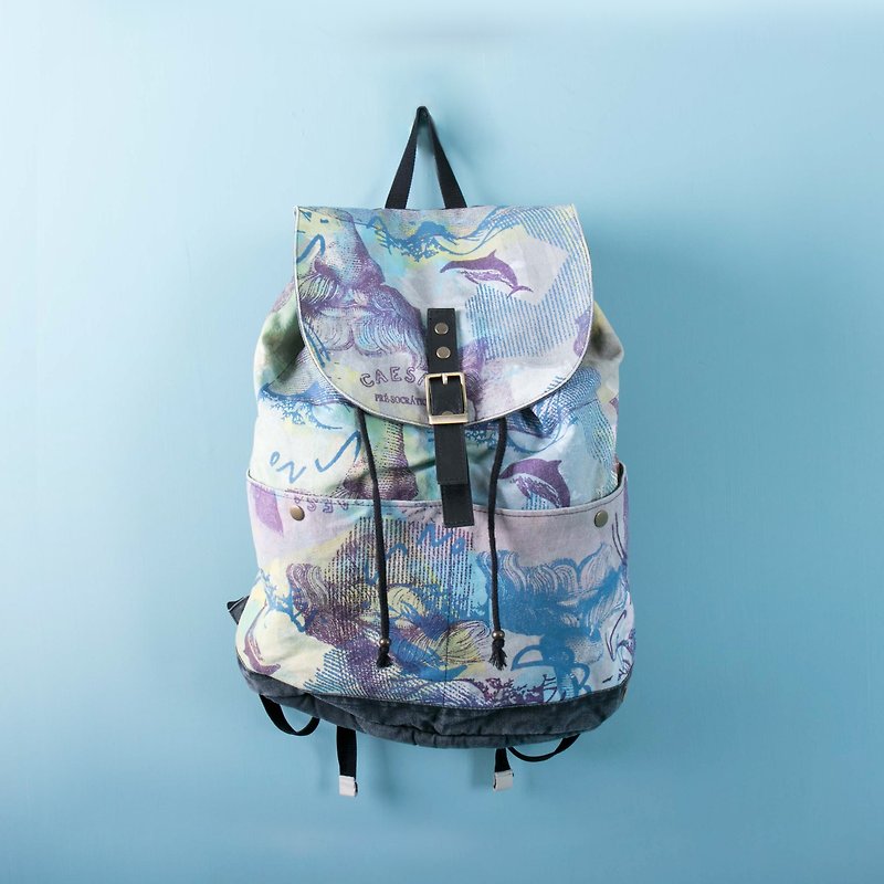 Drawstring Backpack Dolphin - Backpacks - Cotton & Hemp Multicolor