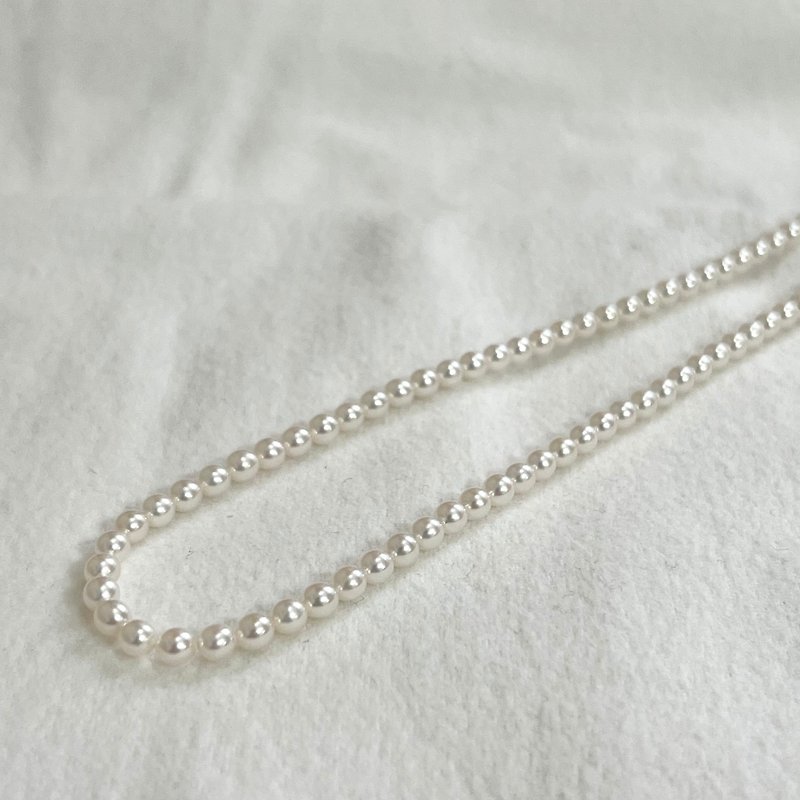 Pearl Necklace Akoya Pearls 3.5-4mm Baby Pearls from Japan - Necklaces - Pearl White