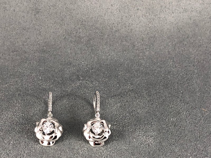 925 Silver Romantic Rose Earrings - Earrings & Clip-ons - Silver Silver