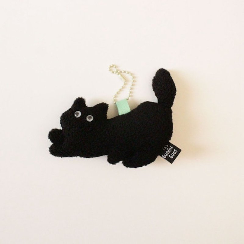Tail pop cat keyring - 鑰匙圈/鑰匙包 - 棉．麻 黑色