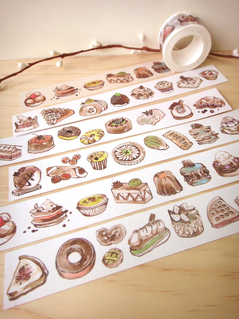 馬卡龍系列-午茶點心紙膠帶 - 紙膠帶 - 紙 多色