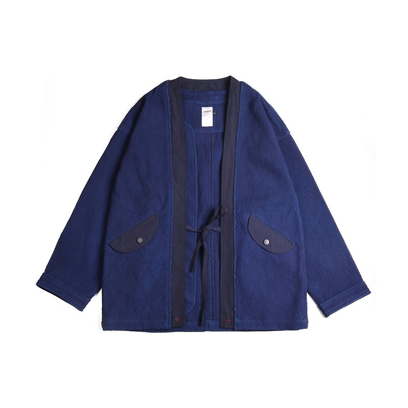 oqLiq 2018 AW - AdHeRe - Blue dyed MA1 filed by Ye Liang - Men's Coats & Jackets - Cotton & Hemp Blue