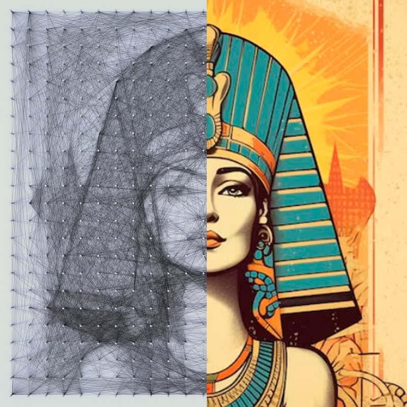 String Art Thread Wall Board Cleopatra for Home Office Decor - ตกแต่งผนัง - งานปัก สีดำ