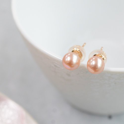 JEWELRY and PEARL FUKUDA 淡水珍珠(橙、紫)耳環 日本製造 耳夾耳環 4.0mmUP