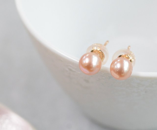 淡水パール(オレンジ、パープル)ピアス 4.0-4.5mm - ショップ JEWELRY