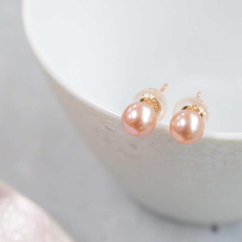 淡水珍珠(橙、紫)耳環 日本製造 耳夾耳環 4.0mmUP - 耳環/耳夾/耳骨夾 - 珍珠 