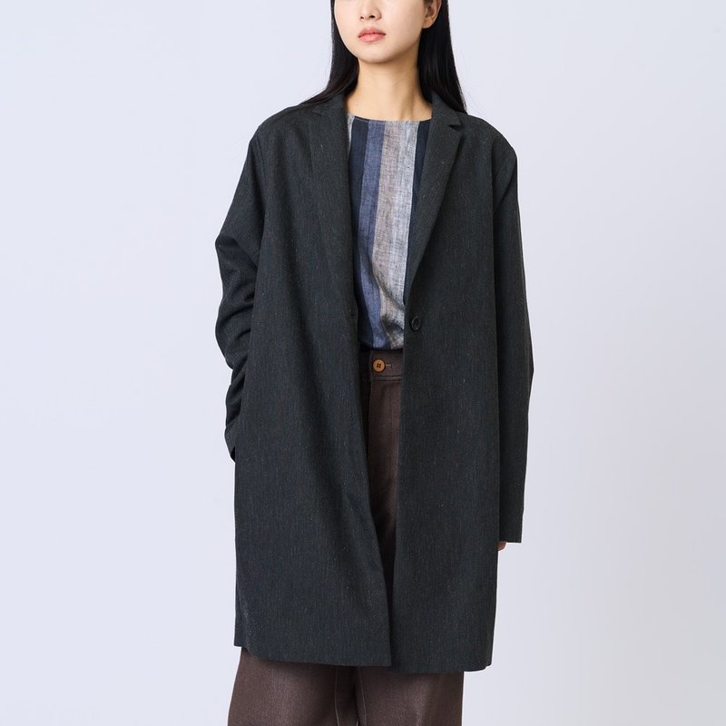 速乾型棉麻中性西裝外套 風衣 男生可穿 O220525 - 女上衣/長袖上衣 - 棉．麻 灰色