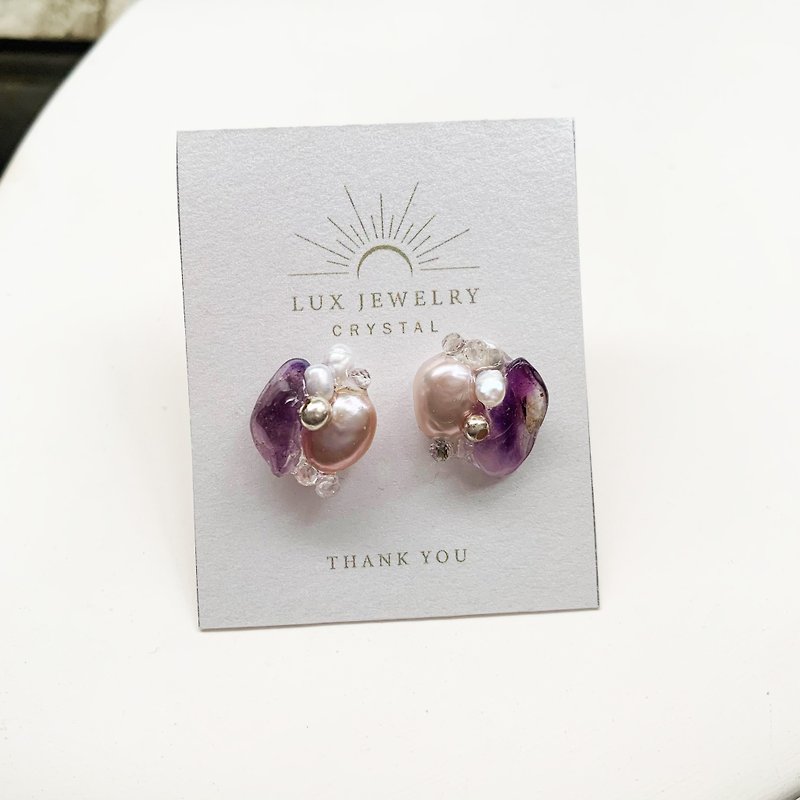925銀 蝴蝶蘭系列 紫水晶耳環 - 耳環/耳夾 - 水晶 紫色