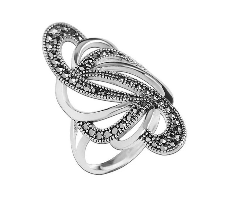 Exaggerated Performance Dress Jewelry for Women Real 925 Silver Open Rings - 戒指 - 純銀 銀色