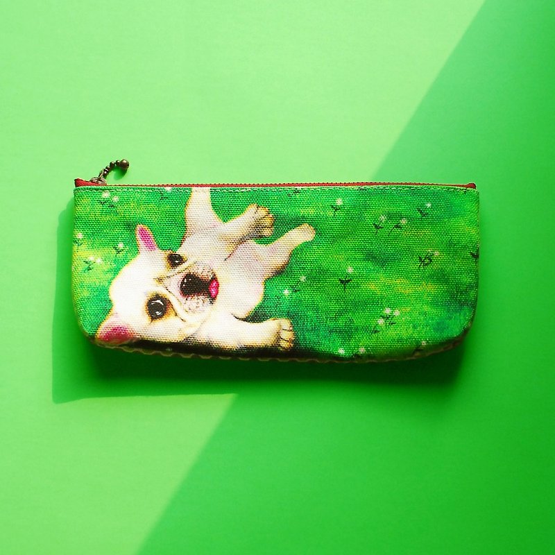 Shift your life bulldog pencil case - Pencil Cases - Cotton & Hemp Green