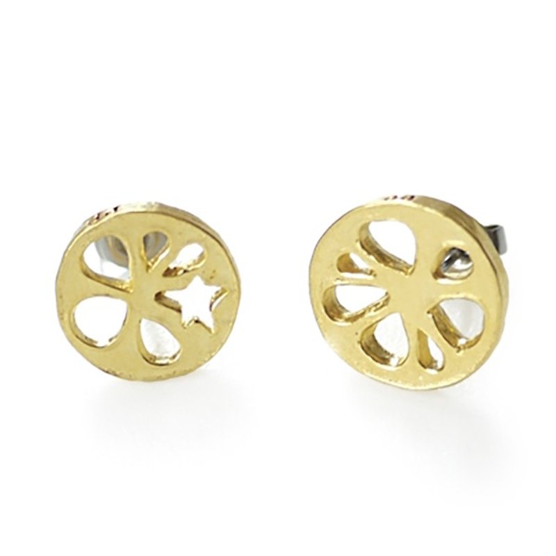 Lotus Earrings lotus root earring / earring PA326 - ต่างหู - โลหะ สีทอง