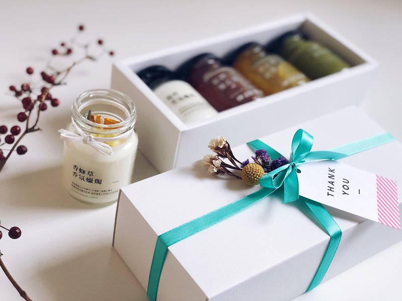 [Cross-Border Joint Name]Jam×Scented Candles Mother's Day Gift - Lemon Balm - Jams & Spreads - Fresh Ingredients White