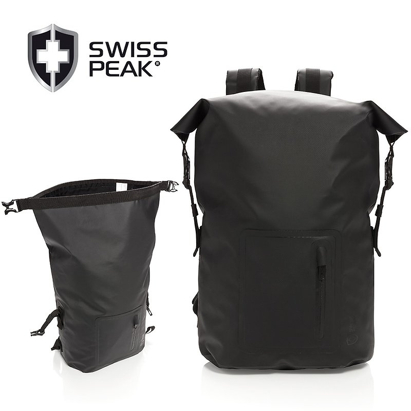 SWISS PEAK waterproof outdoor leisure waterproof function backpack - กระเป๋าเป้สะพายหลัง - วัสดุอื่นๆ สีดำ