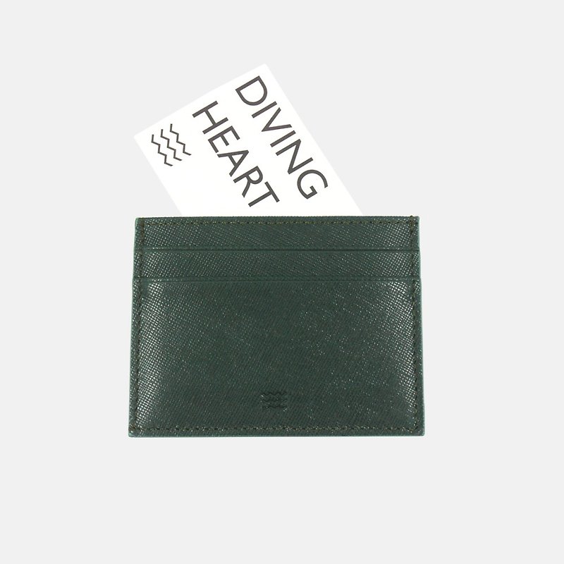 Diving Heart Green Leather Cardholder - Card Holders & Cases - Genuine Leather Green