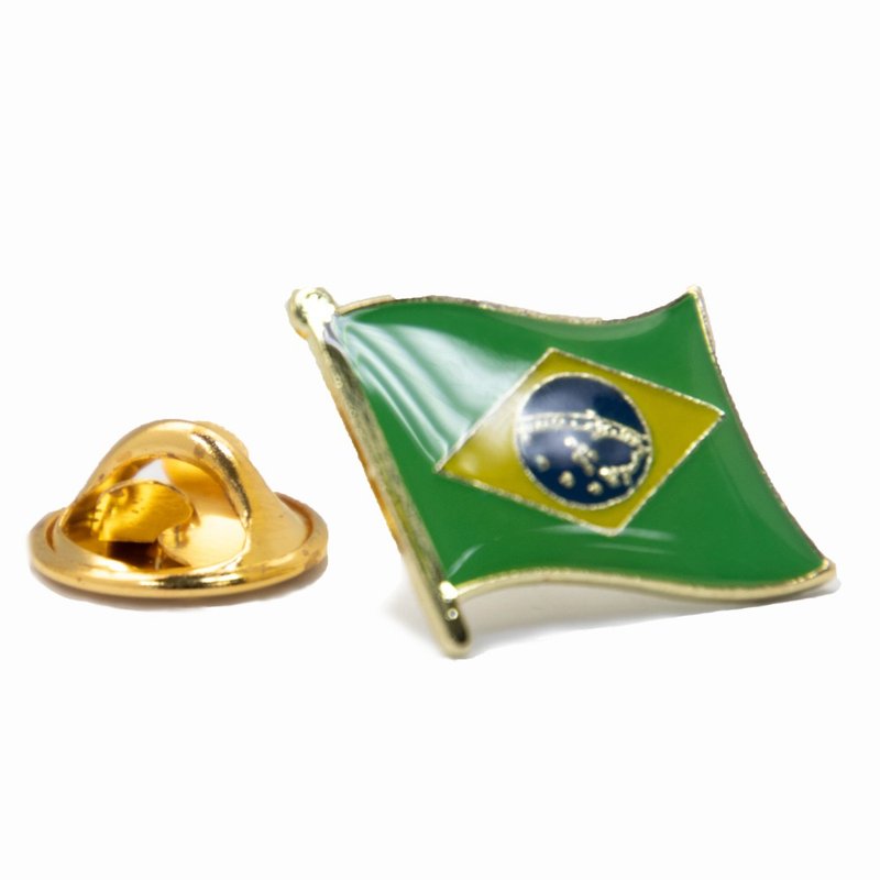 Brazil 巴西 國徽別針 徽章 金屬配飾 別針 紀念品 配飾 西裝  配 - 胸針 - 其他材質 多色