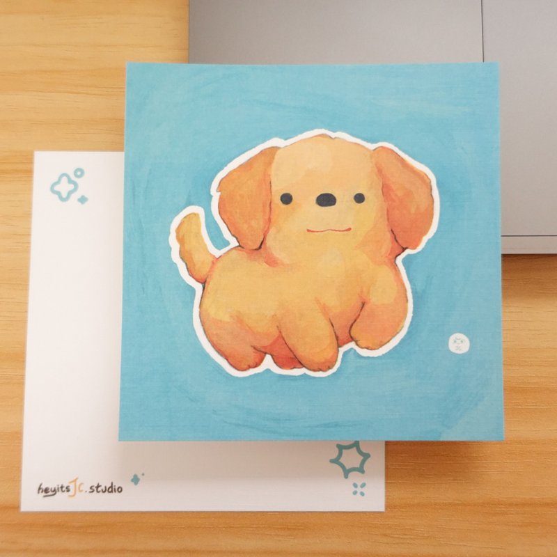 [Illustration Photo Card] Golden Retriever Photo Card Goldie Print | Dog Photo Card | Decoration and Gift Giving - Cards & Postcards - Paper Blue