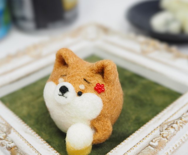 ビールとまゆ柴犬(赤柴・黒柴・白柴) -女の子タイプ- 羊毛フェルト