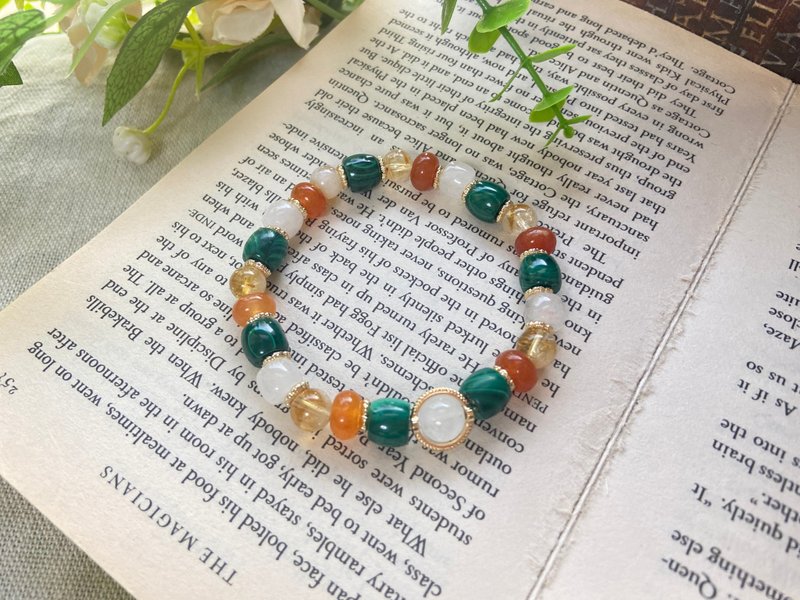 孔雀石/白幽靈/瑪瑙/黃塔晶 - 手鍊/手環 - 半寶石 多色