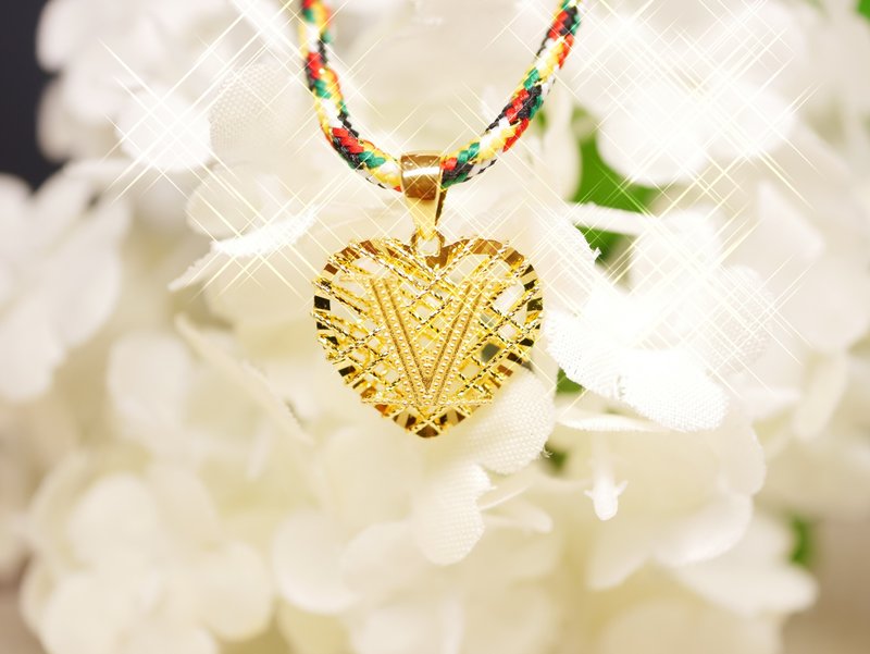 Gold pendant-Love V pendant-5G craft pure gold pendant - Necklaces - 24K Gold Gold