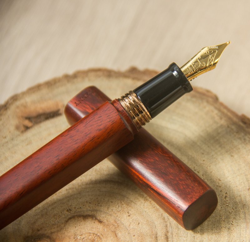 [TENNY fountain pen] Second-generation square circle/handmade wooden fountain pen (Ketan wood, ebony wood) - Fountain Pens - Wood 