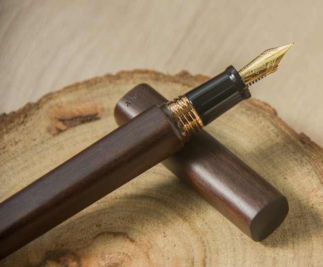 Hand-Turned Rose Wood Fountain Pen + Personalized Pen Sleeve – Holtz Leather