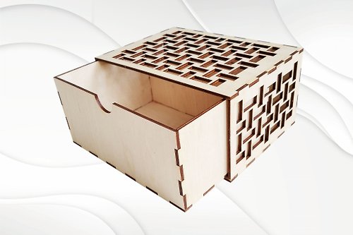 VectorBY 具有用於激光切割的瓷磚圖案 svg dxf 設計的禮品盒