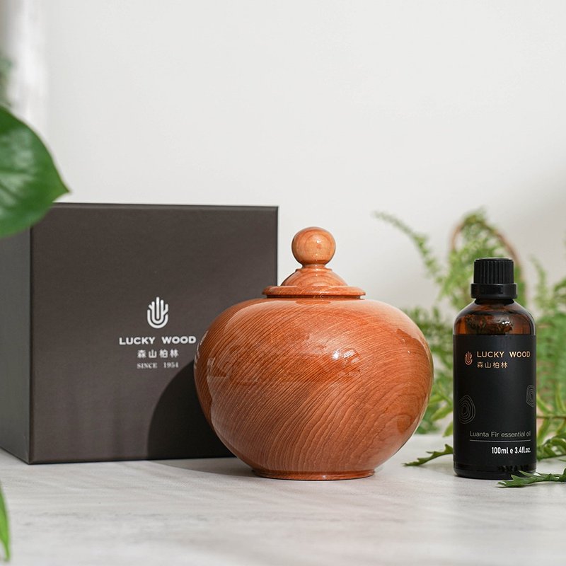 【 LUCKY WOOD】香柏木聚寶盆精油組【100ml】 - 擺飾/家飾品 - 木頭 