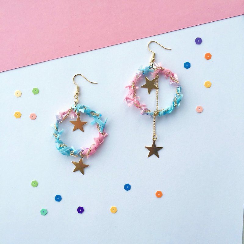[Fast Shipping! Get Cosmetic] Christmas Star ear ring! ❤️ ❤️ line imported from Japan tassel Japanese magazine article - Earrings & Clip-ons - Thread Multicolor