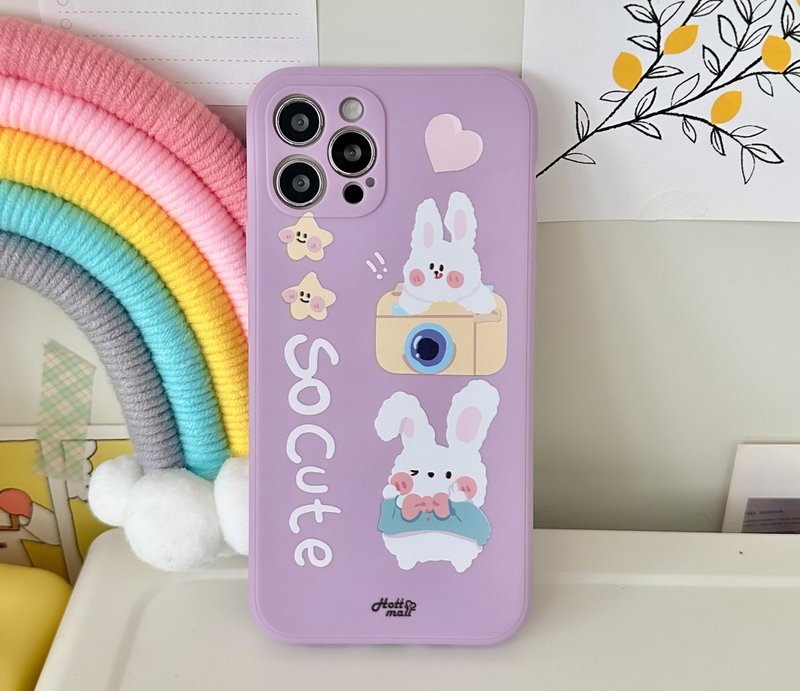 Two rabbits purple Mobile phone case Silicone Protective Case - Phone Cases - Silicone Purple