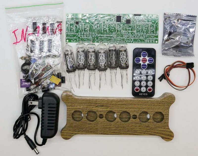DIY KITs Alena IN-14 desk clock with nixie tubes, wooden 5 pcs - 其他 - 木頭 銀色