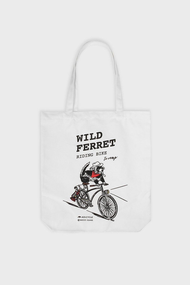 Ferret biker canvas tote bag - Camping Gear & Picnic Sets - Cotton & Hemp White