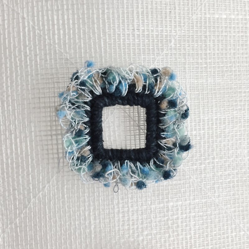 Crochet  |  Rectangle - Brooches - Cotton & Hemp Blue
