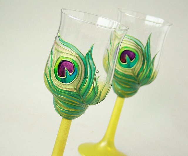 Peacock Hand Painted Wine Glass Peacock Lovers Gift Personalized Bird Wine  Glass Bridal Shower Gift Anniversary Gift 