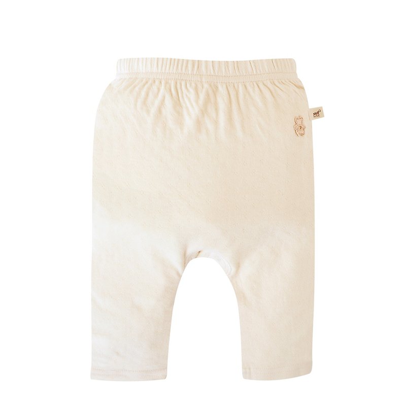 [SISSO Organic Cotton] Honey Bear Double Woven Jacquard Baby Pants 3M 6M 12M - กางเกง - ผ้าฝ้าย/ผ้าลินิน ขาว