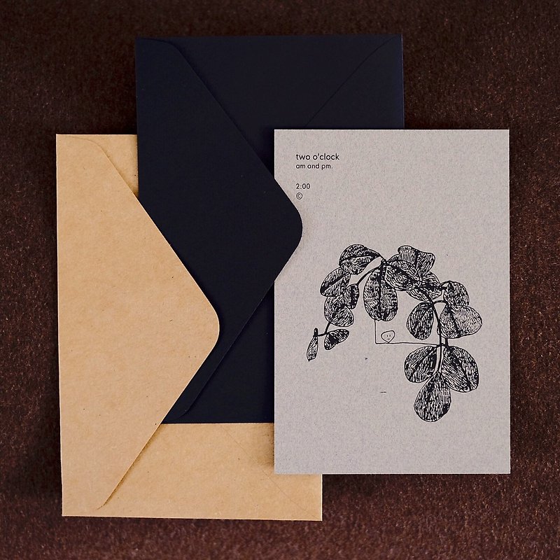 やさしいシンボルの乱入植物＃2 /封筒付きポストカード - カード・はがき - 紙 ブラウン